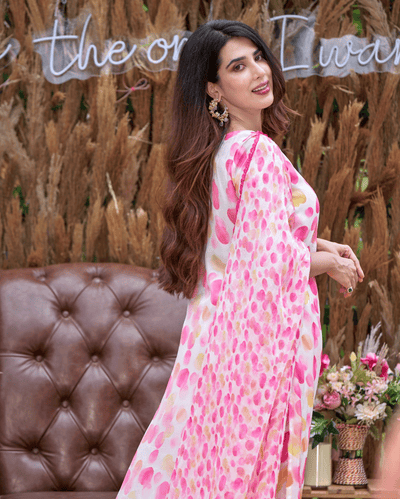 Riddhi White Printed Silk Suit Set