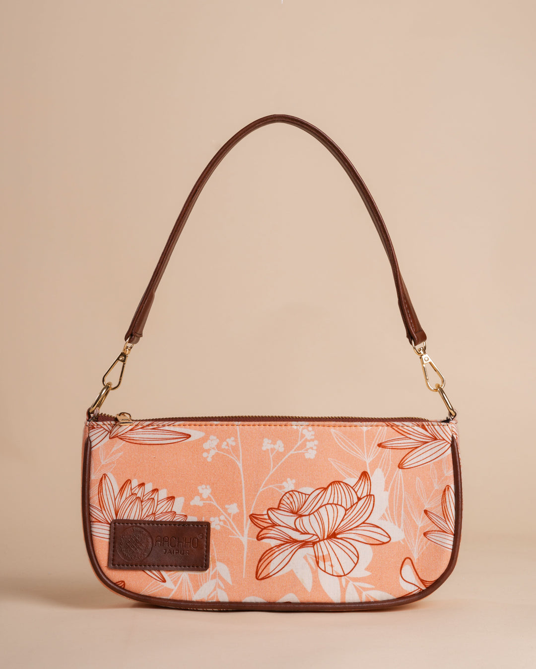 Mira Peach Baguette Bag