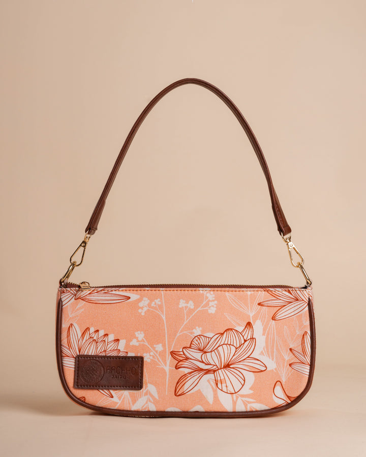 Mira Peach Baguette Bag