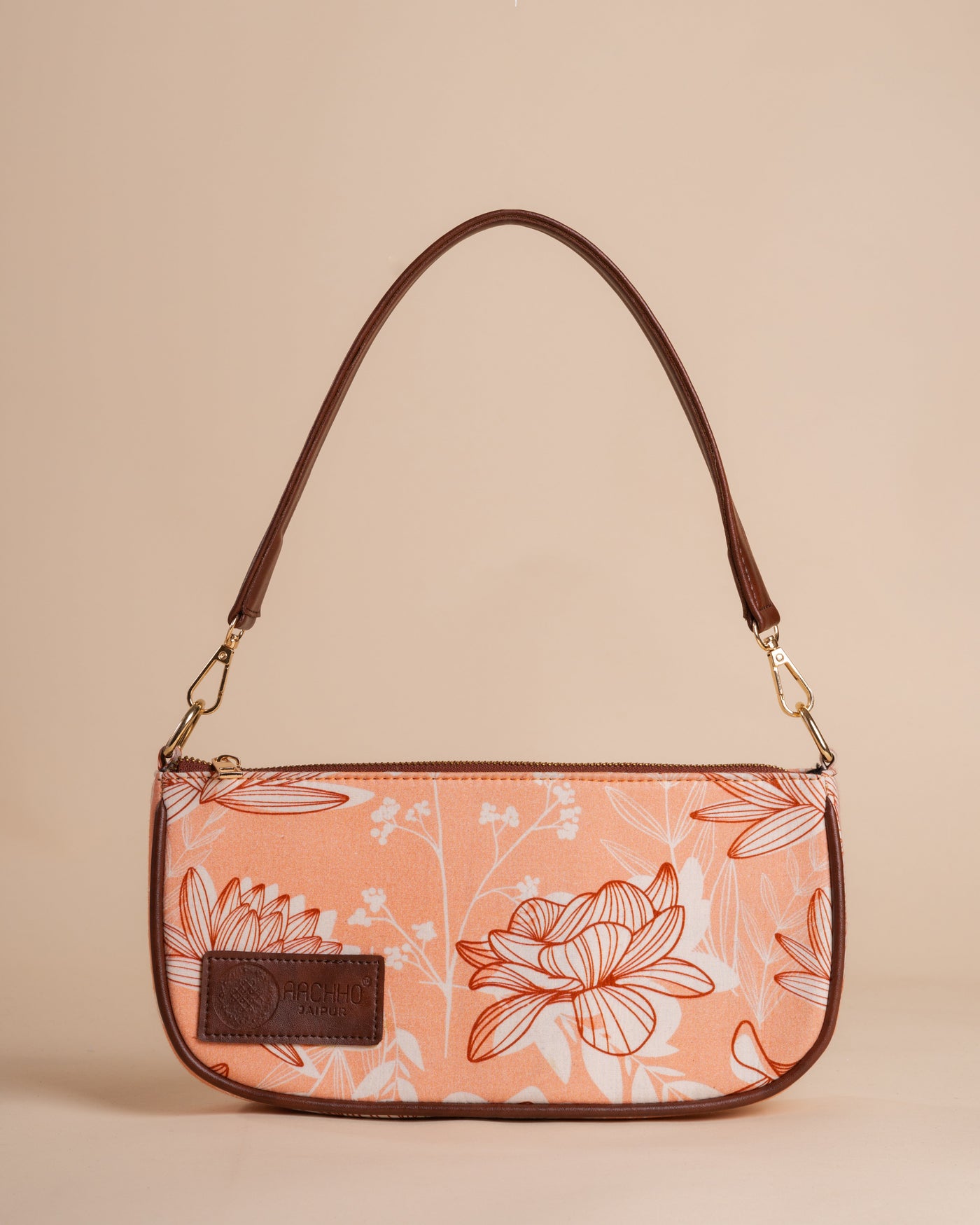 Mira Peach Baguette Bag