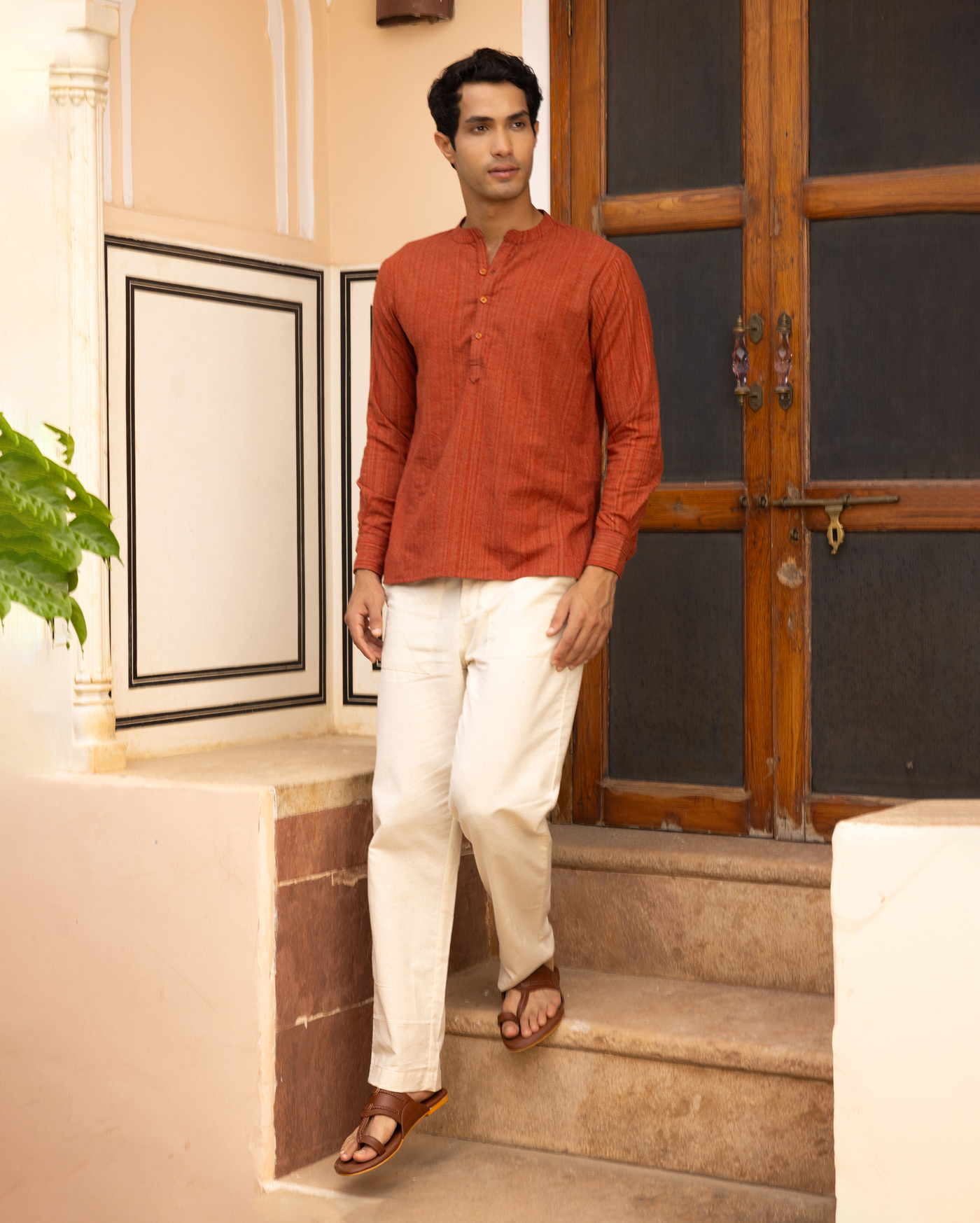 Shaurya Black Solid Linen Kurta