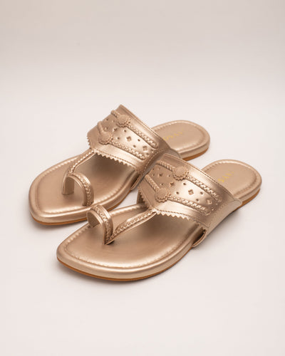 Jashn Rosegold Solid Kolha Flats 