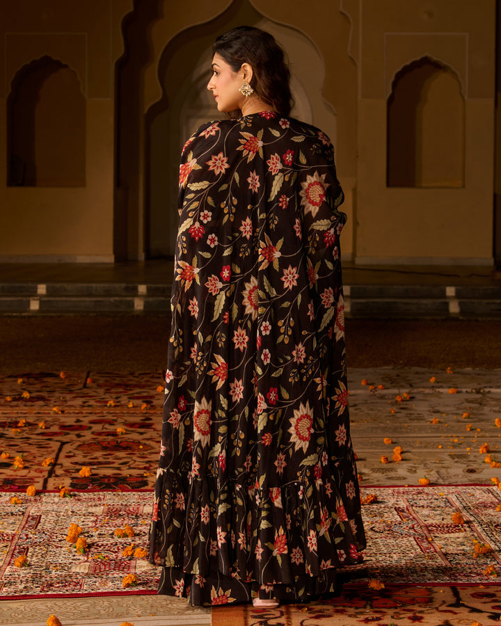 Ananya Black Printed Georgette Coord Set