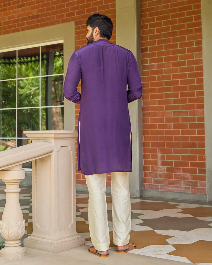 Kavya Purple Embroidered Crepe Kurta