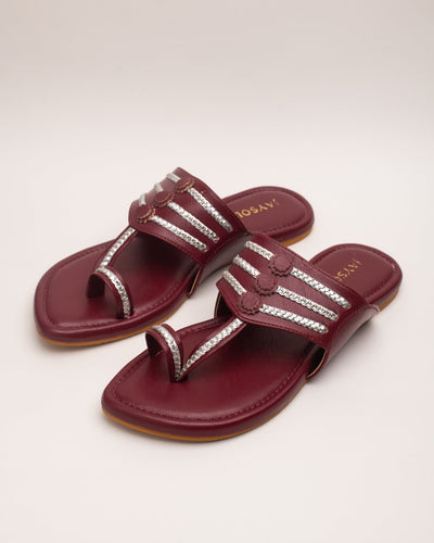 Noor Maroon Kolha Flats 