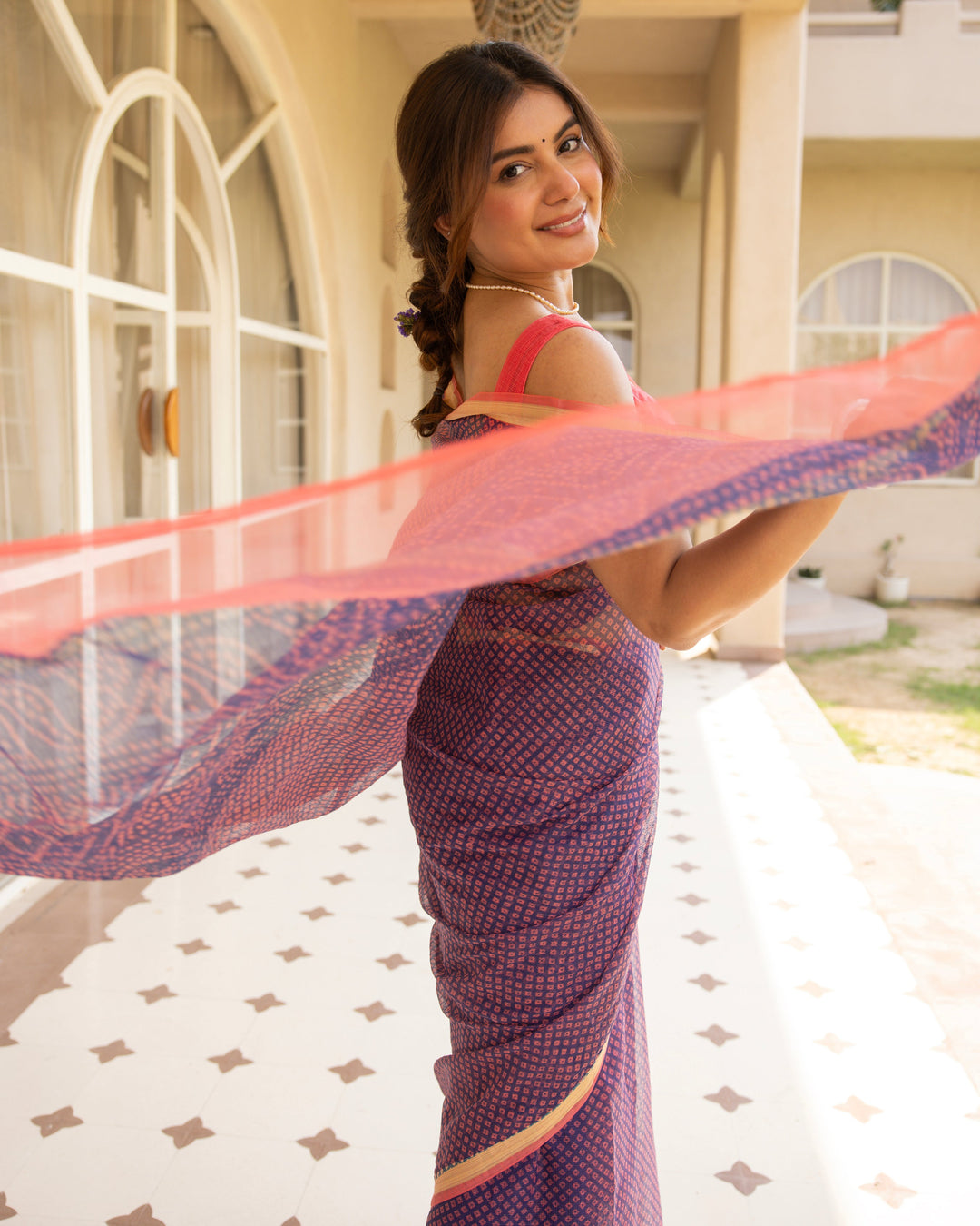 Suhani Purple Doria Bandhej Saree