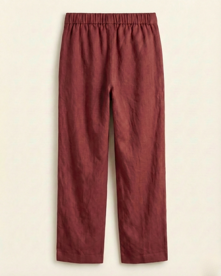 Anna Maroon Cotton Straight Pants
