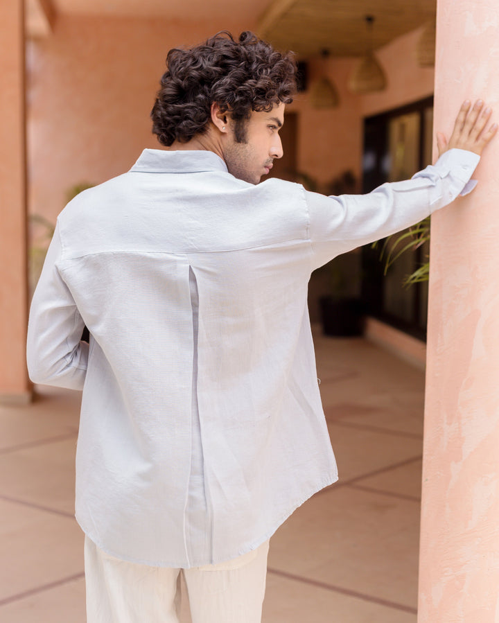 Caelix Blue Cotton Flex Solid Shirt