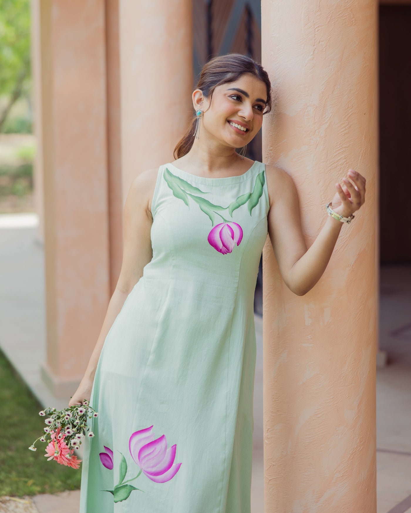 Kylie Sage Green Handpainted Flex Dress