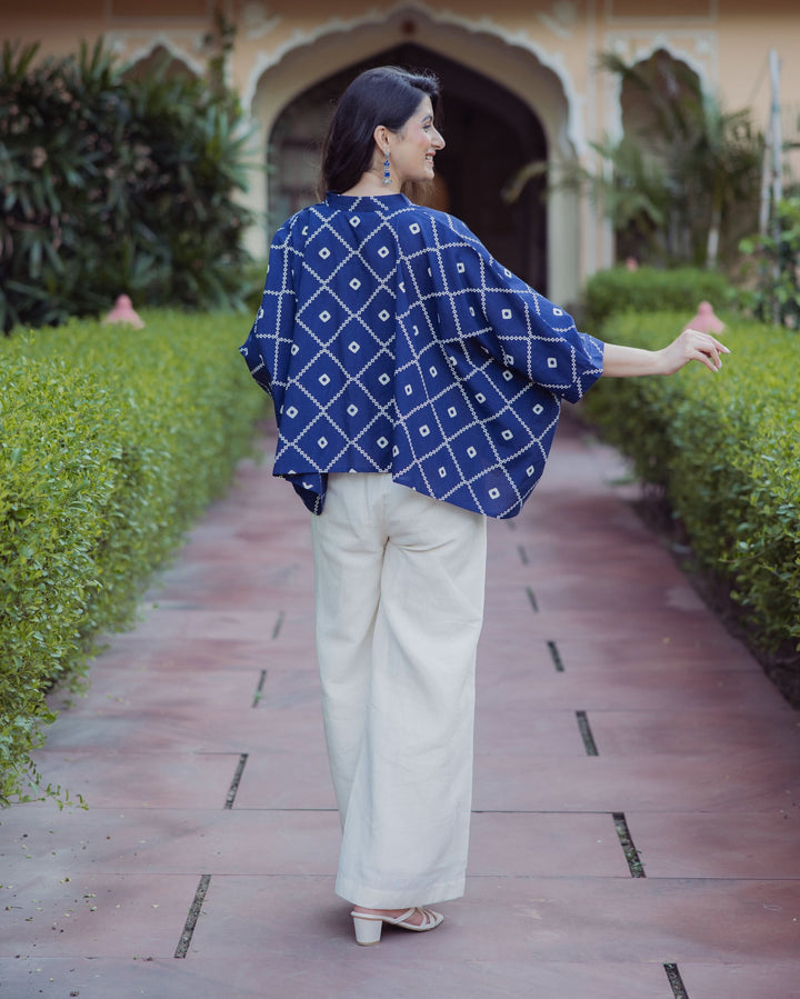 Angan Blue Bandhani Cotton Top