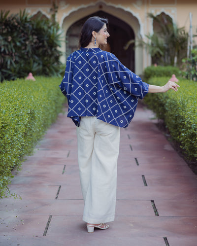Angan Blue Bandhani Cotton Top
