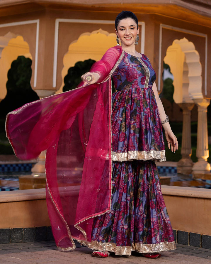 Srini Chanderi Sharara Set