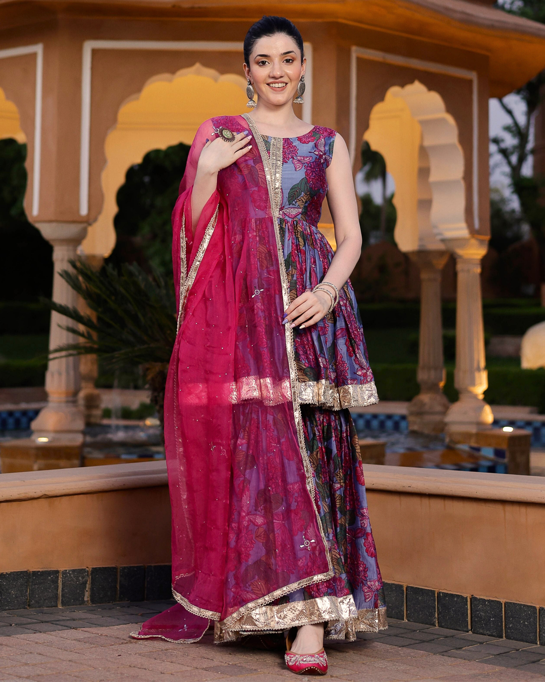 Srini Chanderi Sharara Set