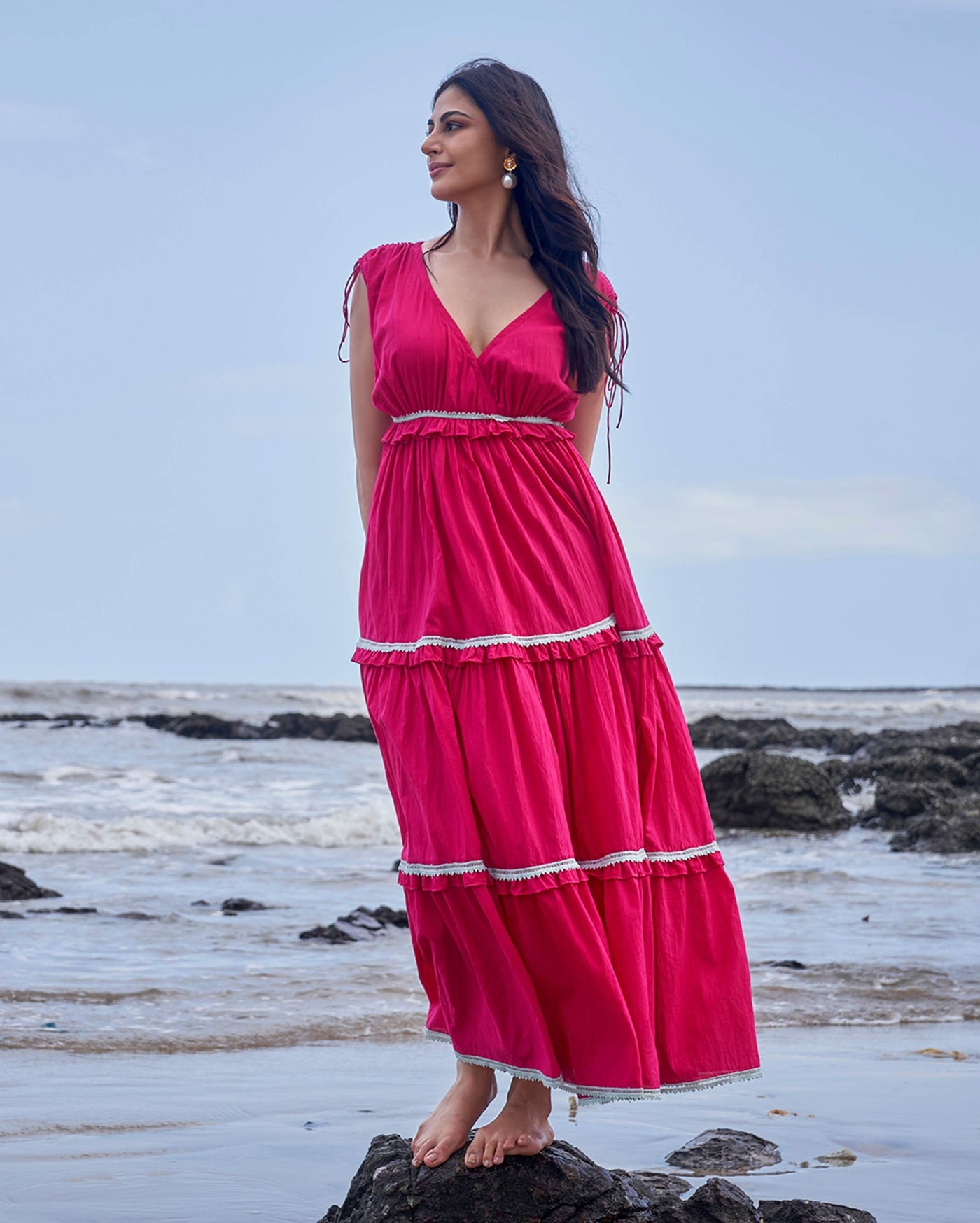 Wren Hot Pink Solid Cotton Dress Wren Hot Pink Solid Cotton Dress