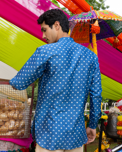 Divit Blue Bandhani Chanderi Kurta
