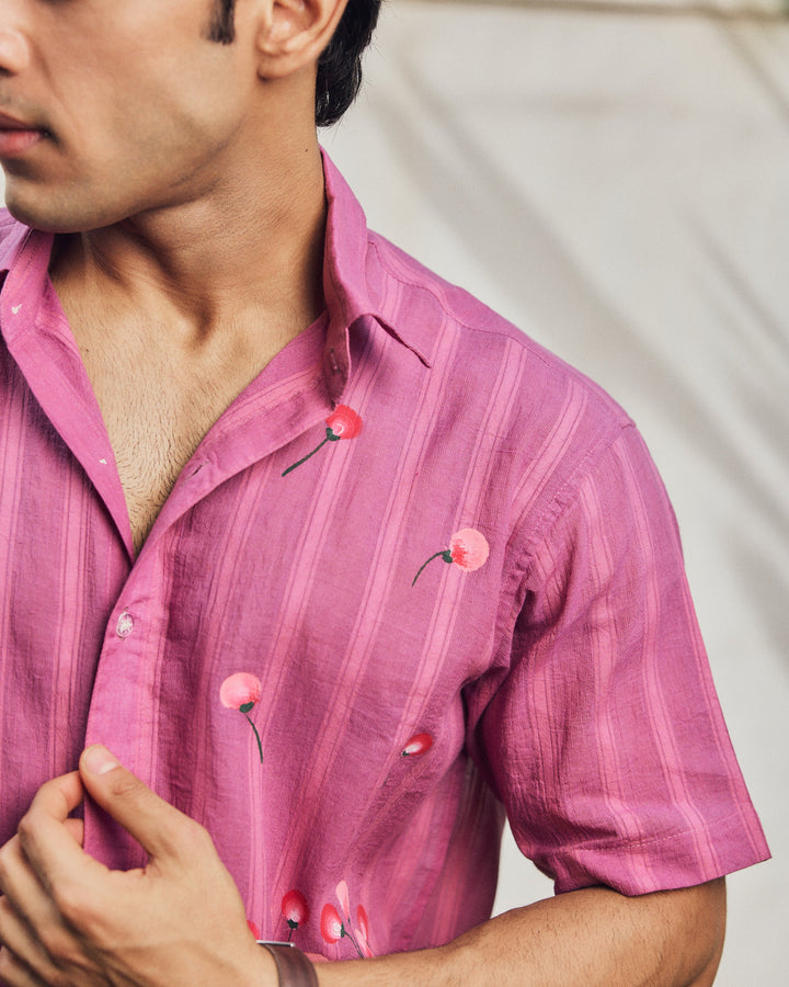 Deejay Purple Cotton Dobby Handpainted Shirt