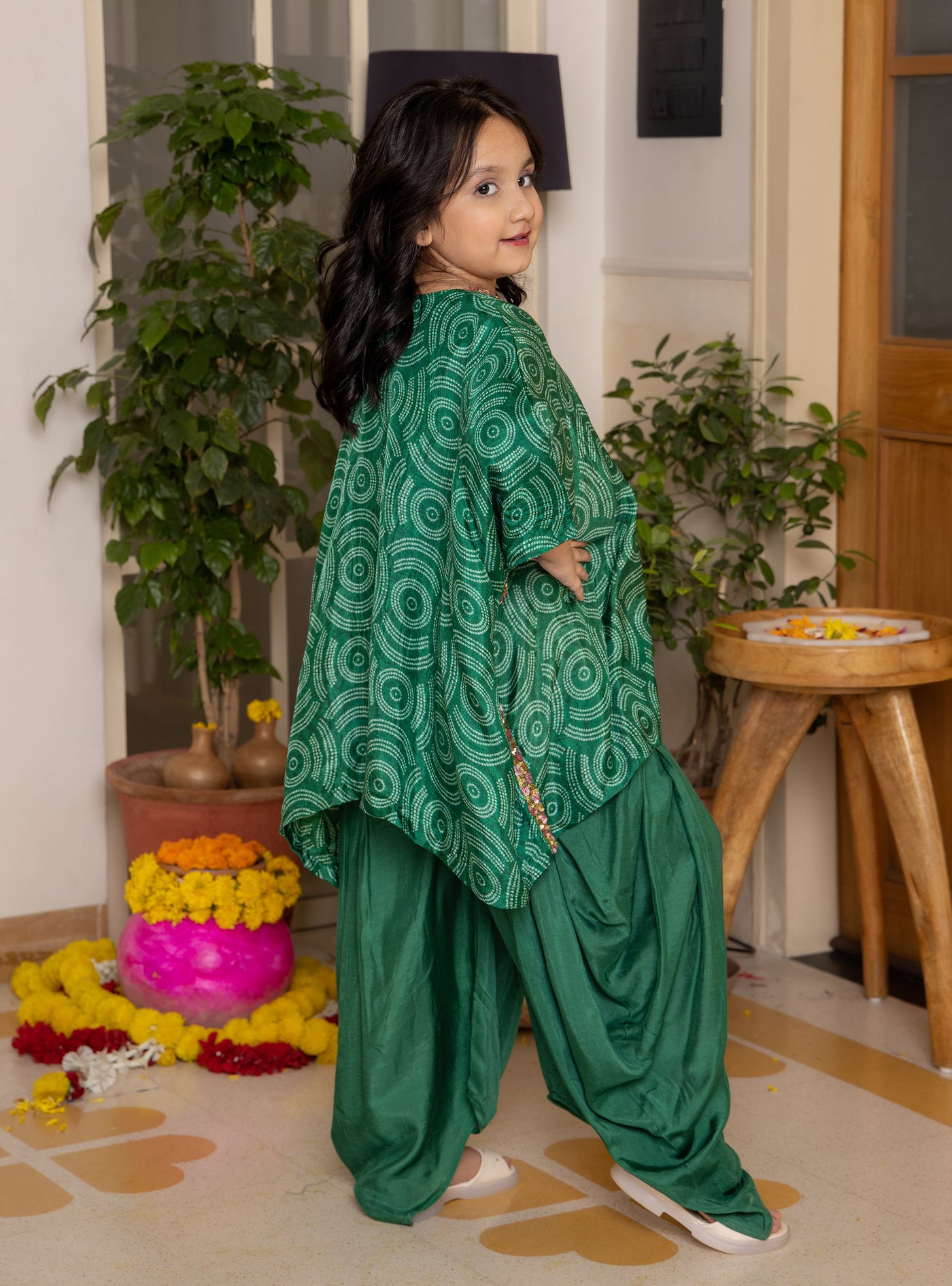Radha Green Bandhani Muslin Coord Set