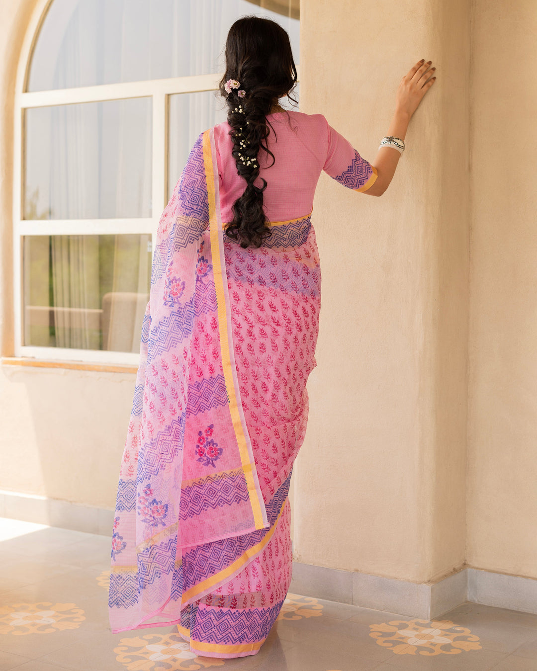 Rang Pink Doria Printed Saree