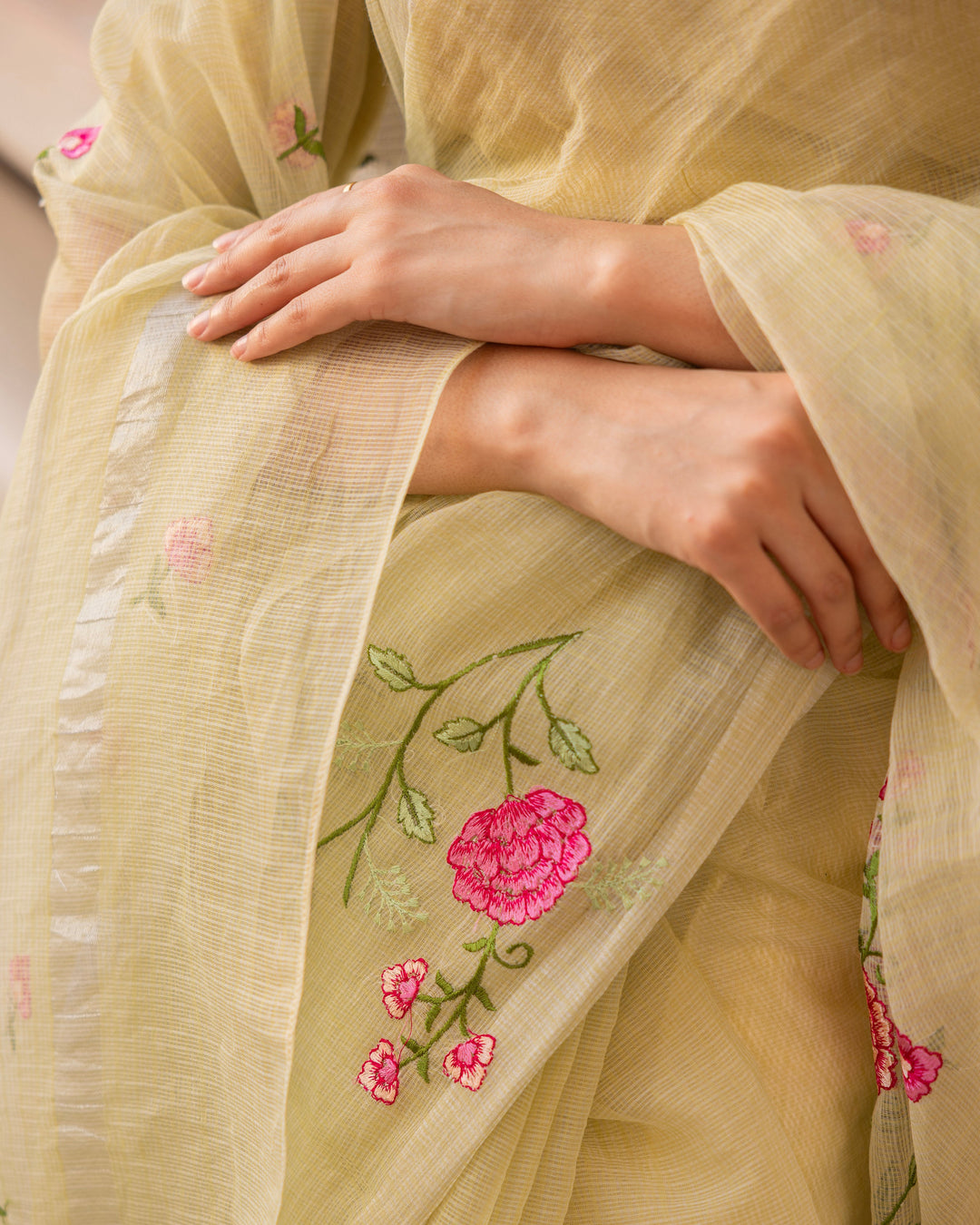 Gulora Light Green Doria Embroidered Saree