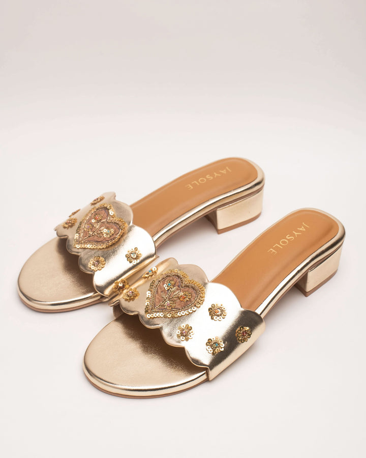 Jugnu Golden Handcrafted Heels