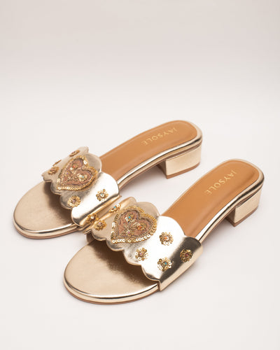 Jugnu Golden Handcrafted Heels