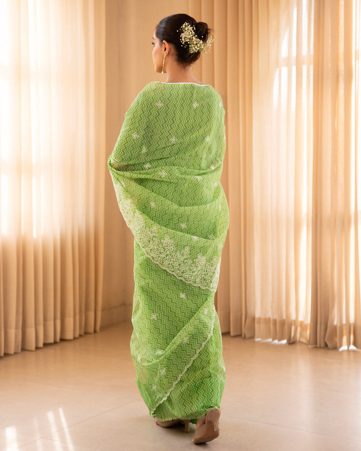 Nirmal Green Doria Embroidered Saree