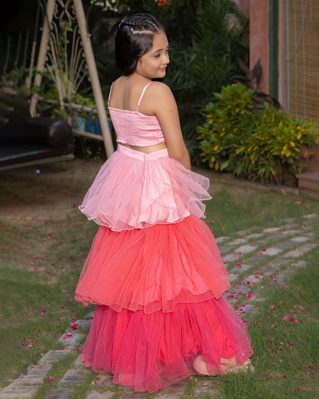 Cookie Pink Handpainted Tulle Coord Set
