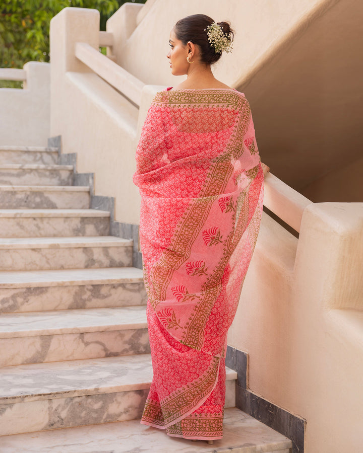 Jaal Pink Doria Printed Saree
