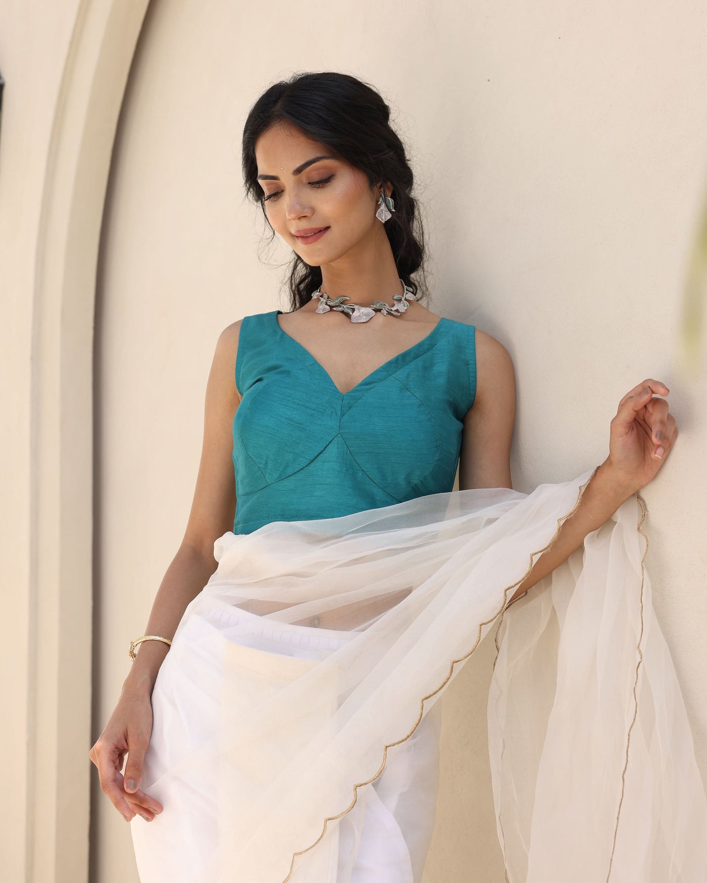 Sitara Teal Green Silk Blouse