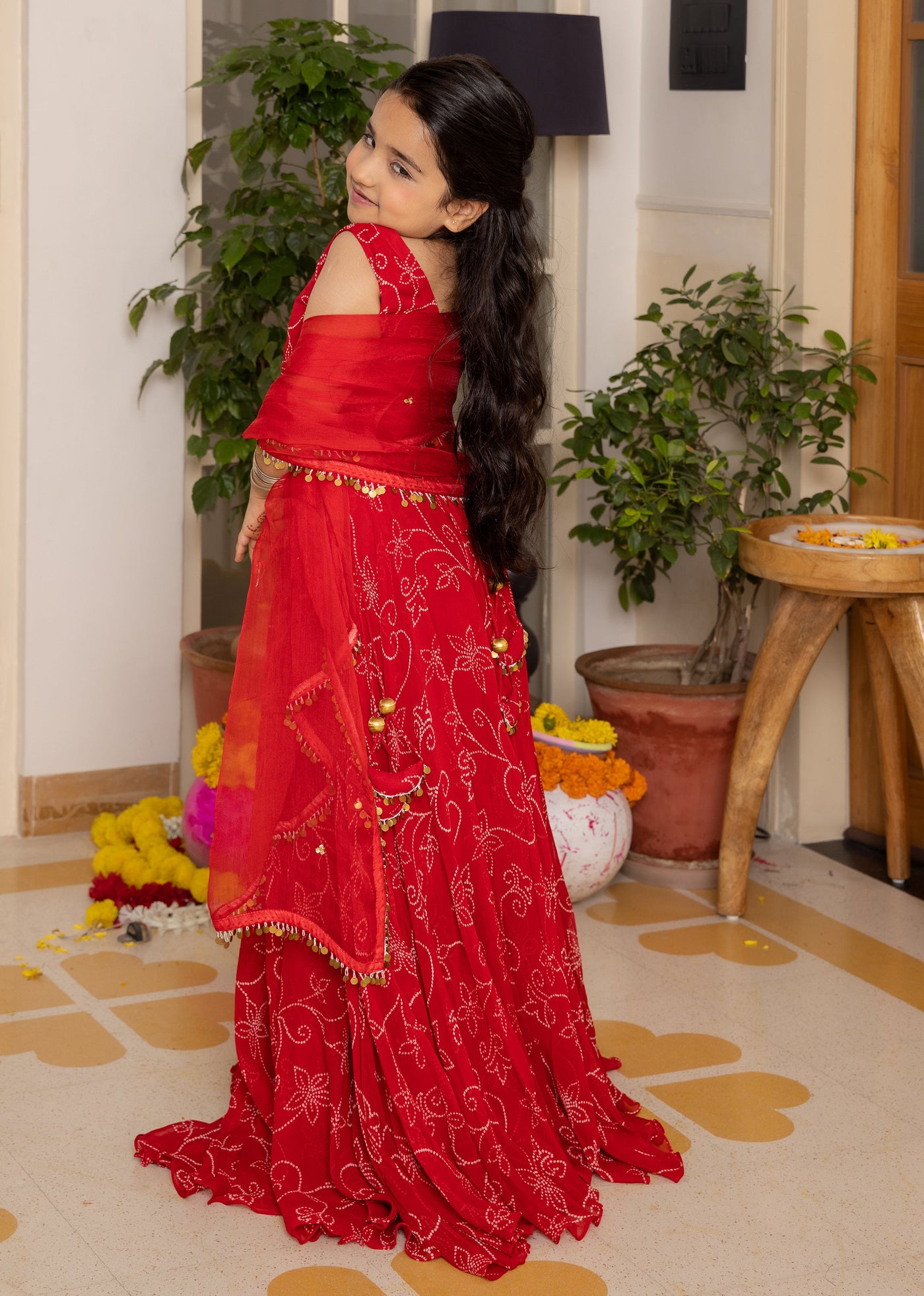 Kiara Red Bandhani Georgette Lehenga Set