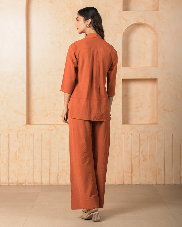 Amethyst Orange Embroidered Cotton Flex Coord Set