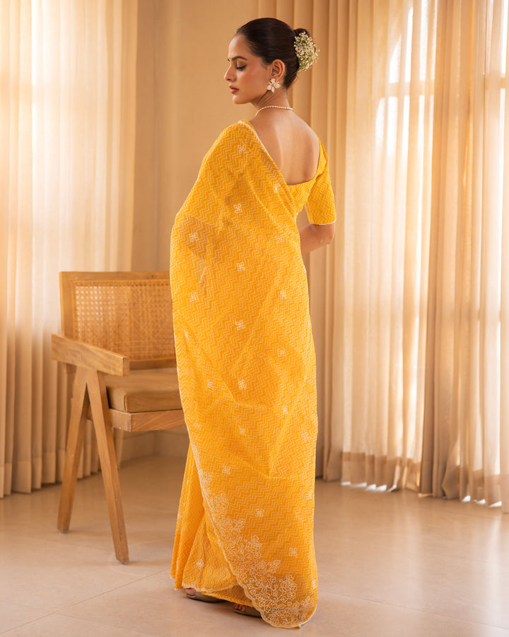 Rangini Yellow Doria Embroidered Saree