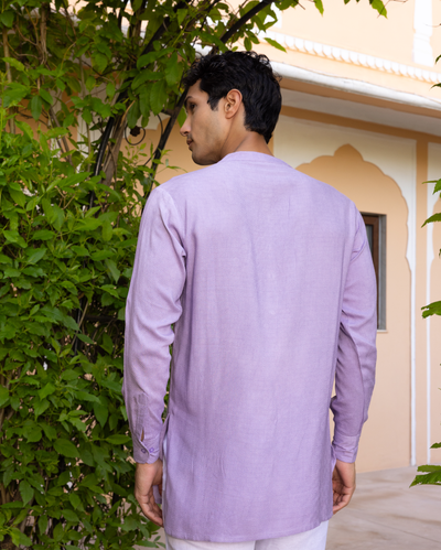 Nakul Purple Solid Dobby Kurta
