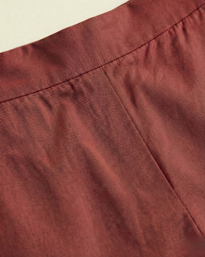 Anna Maroon Cotton Straight Pants