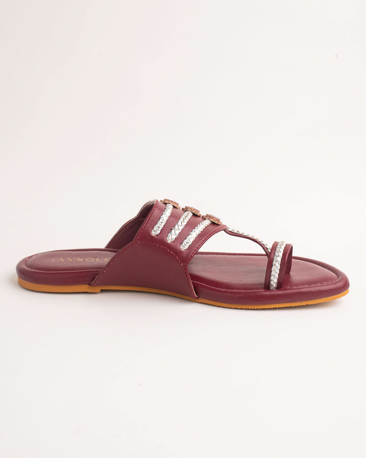 Noor Maroon Kolha Flats 