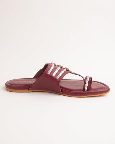 Noor Maroon Kolha Flats 