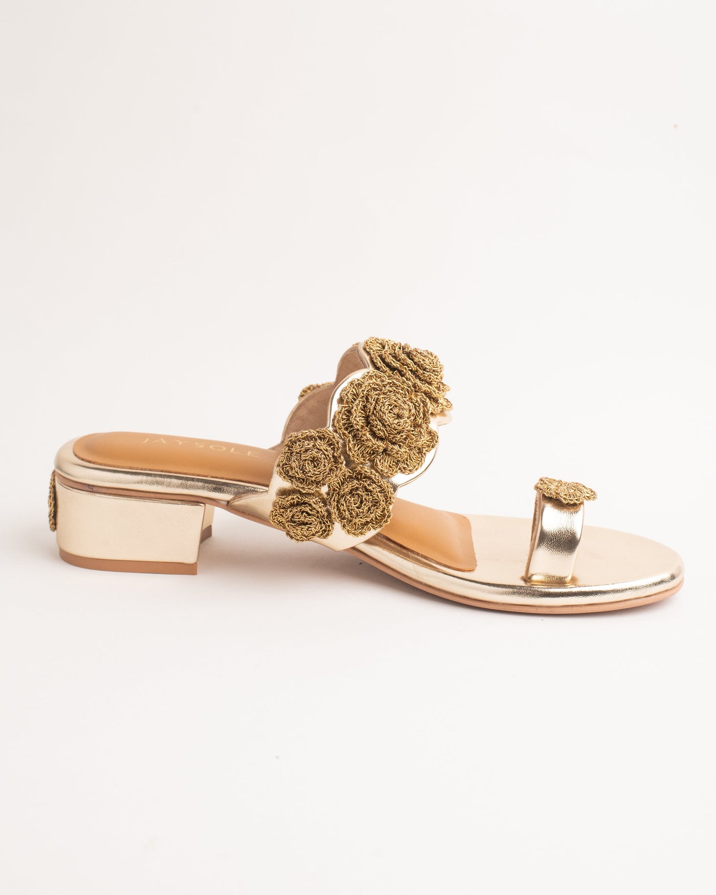 Sunehri Golden Flower Heels 