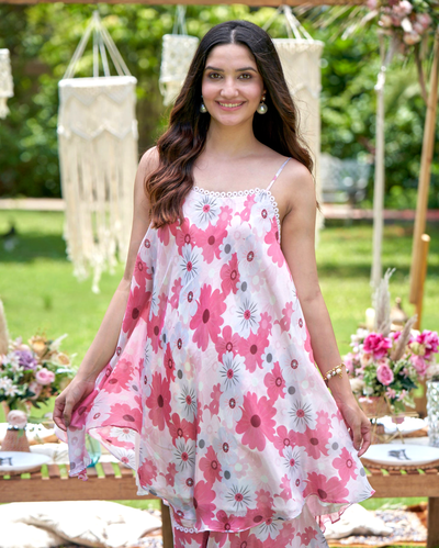 Nitara Rust Printed Silk Coord Set