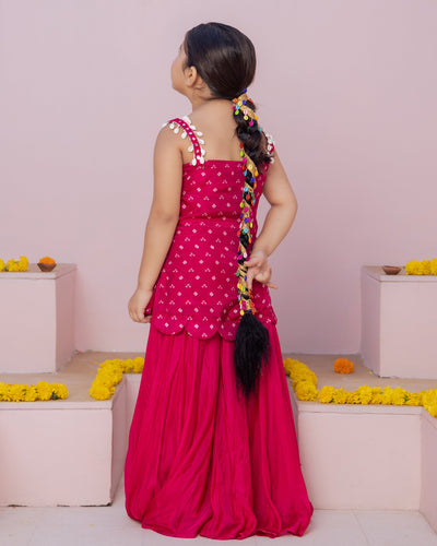 Anvi Pink Bandhani Silk Coord Set