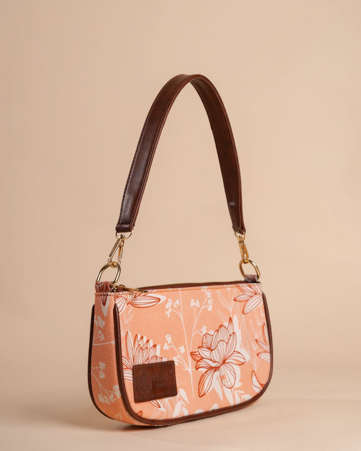 Mira Peach Baguette Bag