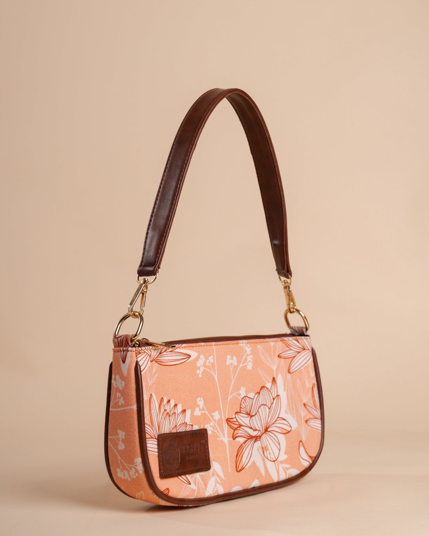 Mira Peach Baguette Bag