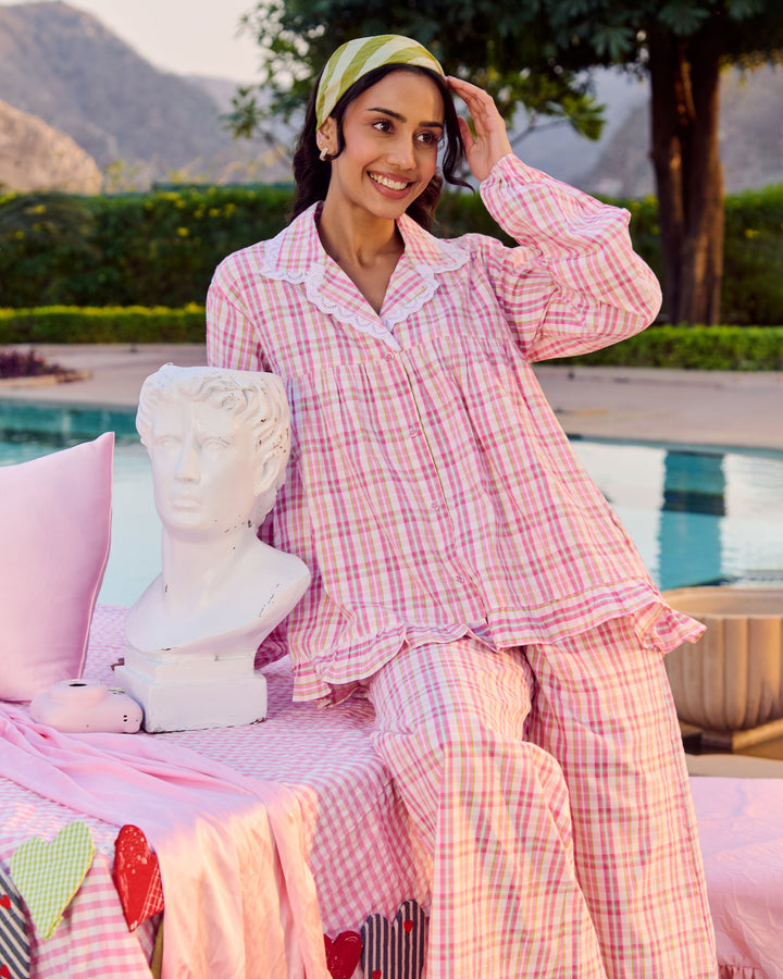 Kate Multi Cotton Checks Loungewear