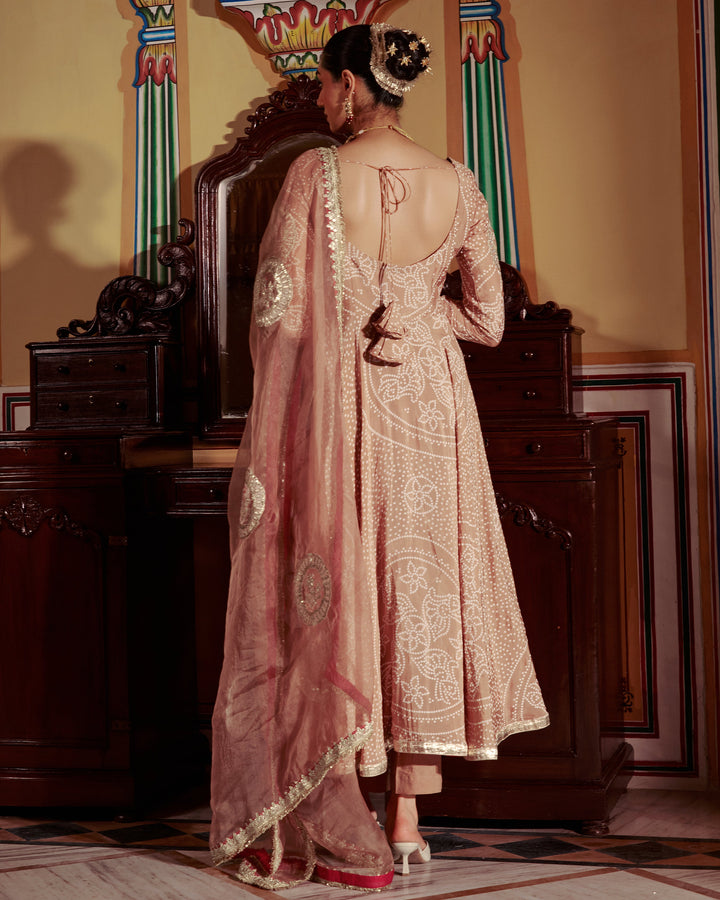 Sobha Brown Bandhani Silk Suit Set