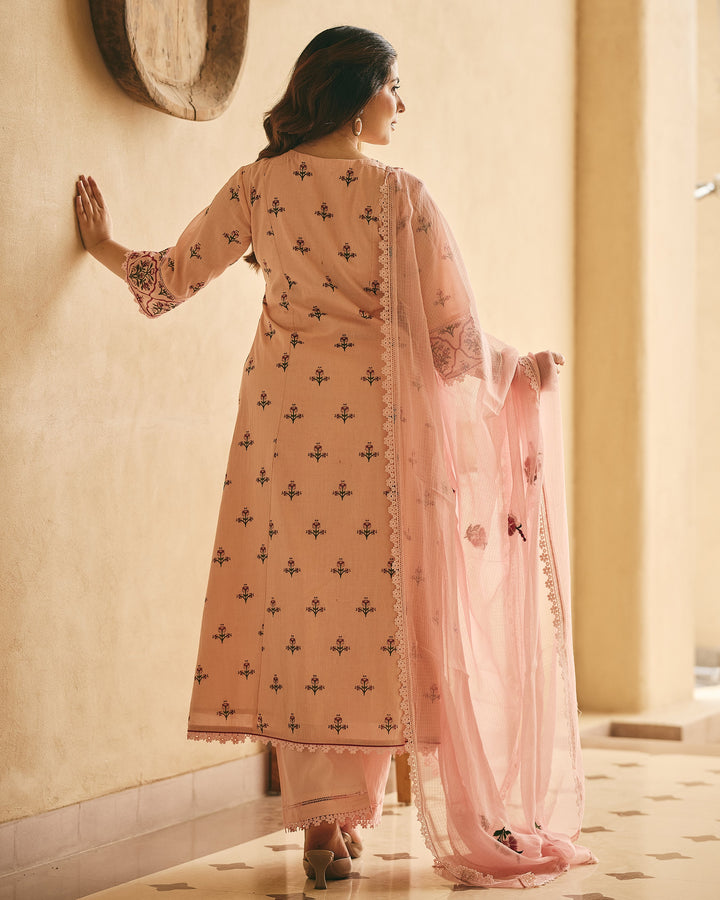 Manya Powder Pink Cotton Printed Suit Set