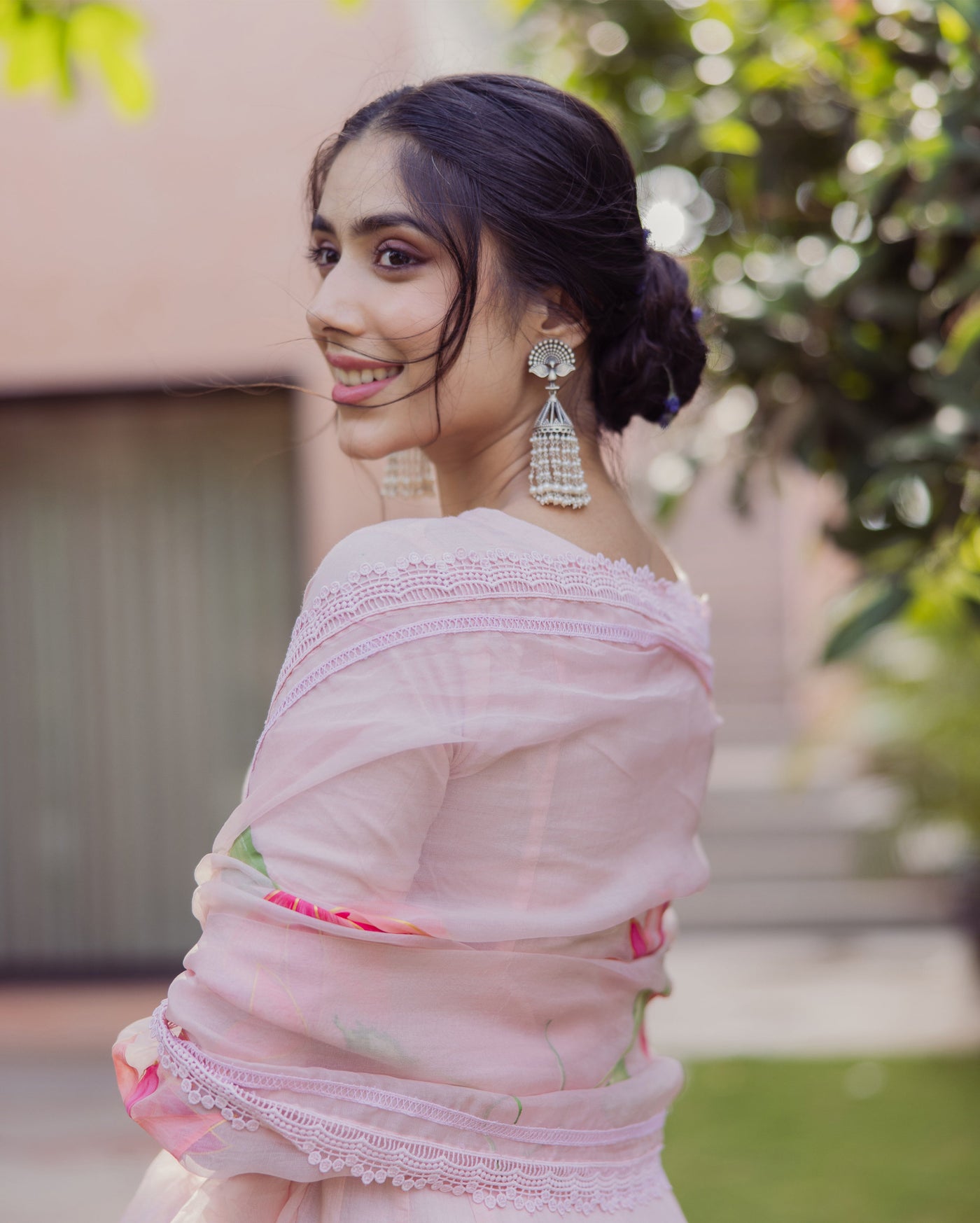 Tide Pink Handpainted Cotton Suit Set
