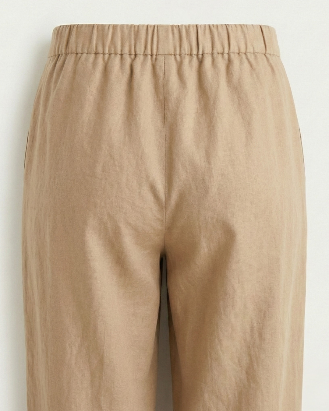 Elena Light Creamish Brown Linen Straight Pants