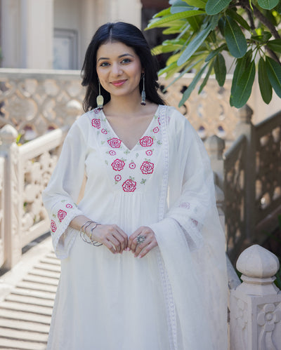 Fairy Dust White Embroidered Cotton Suit Set
