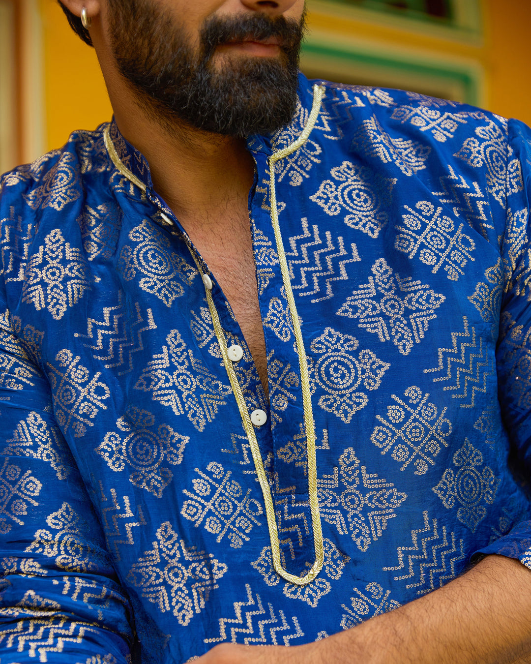Shaan Blue Jacquard Kurta