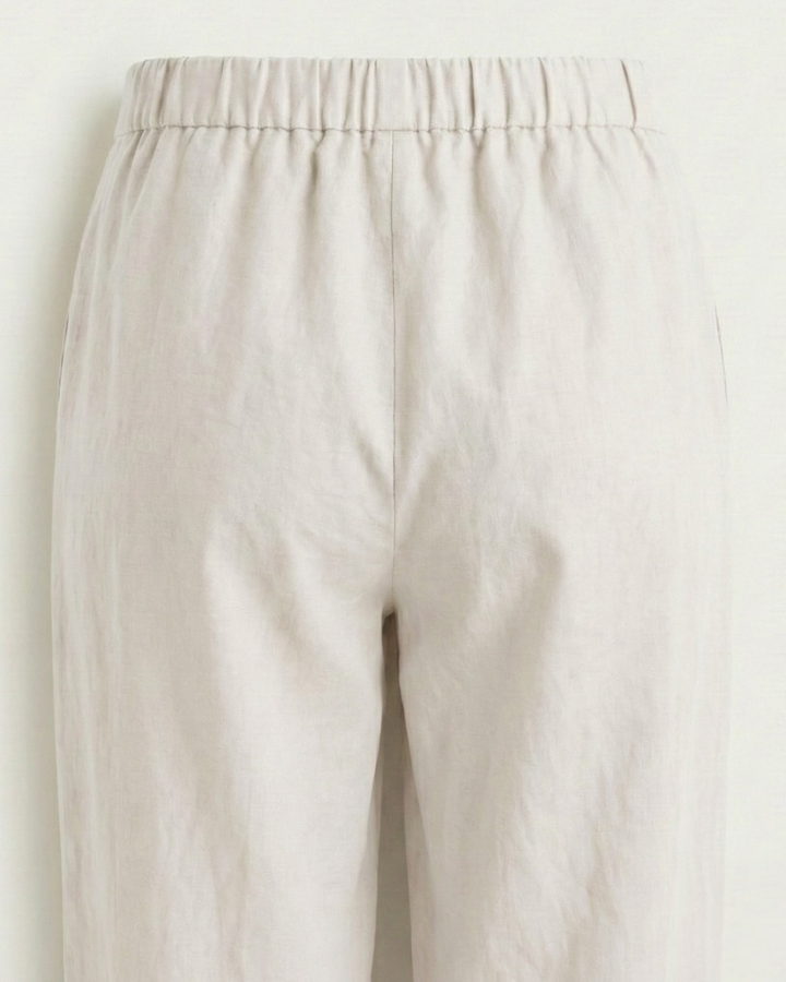 Avena Off White Cotton Flex Straight Pants