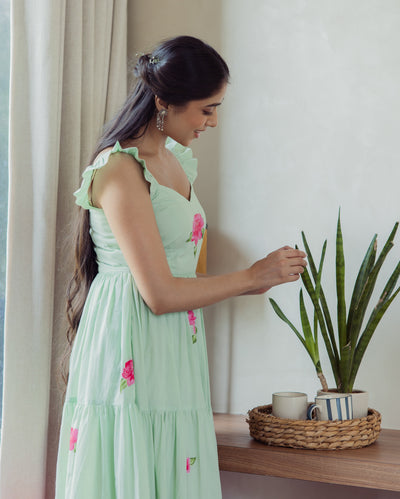 Muse Mint Handpainted Cotton Dress